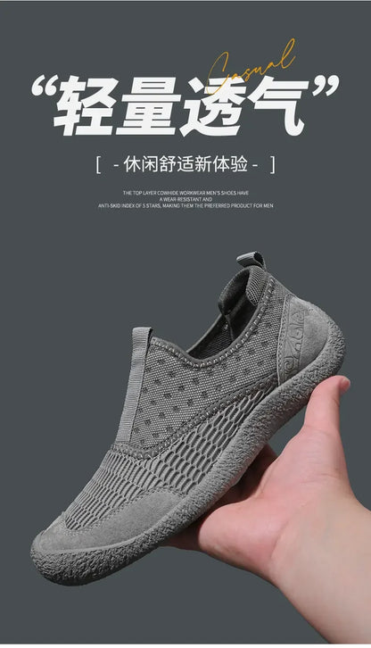 Summer Mesh Shoes Men Sneakers Plus Size Lightweight Breathable Walking Footwear New Slip-On Comfortable Casual Men's Shoes