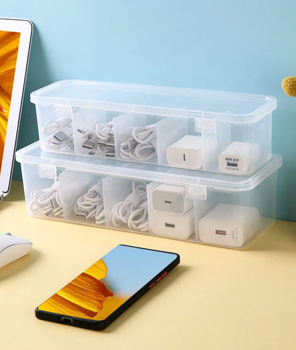Transparent Data Cable Organizer Case Classification Dustproof Card Organizer Lid Clutter Collection Box for Office Home New