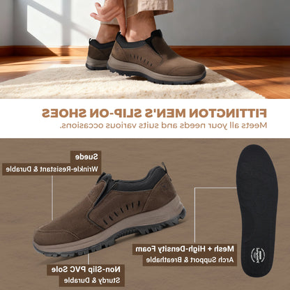 Men'S Slip On Shoes Hiking Go Walking Shoes Loafers Lightweight Comfortable Shock Absorption For Outdoor All-Day Comfort