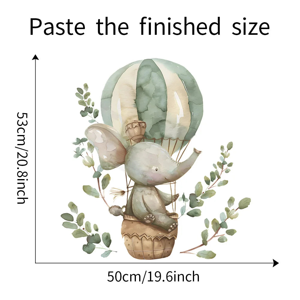 1pcs cartoon spring elephant hot air balloon children's room bedroom porch home decoration wall stickers self-adhesive