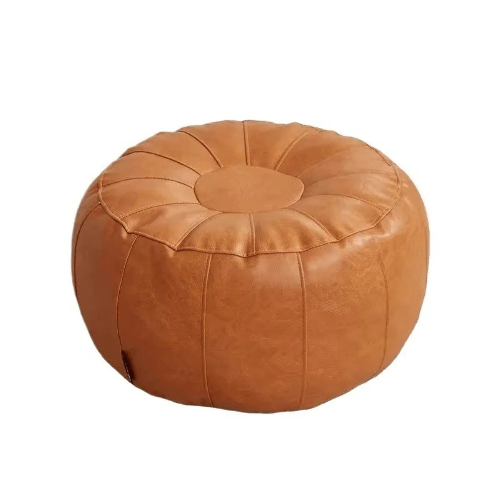 PU Leather Unstuffed Storage Leg Bench Round Need to Fill Clothes Clothes Storage Chair Non-Slip Large Capacity Ottoman Seat