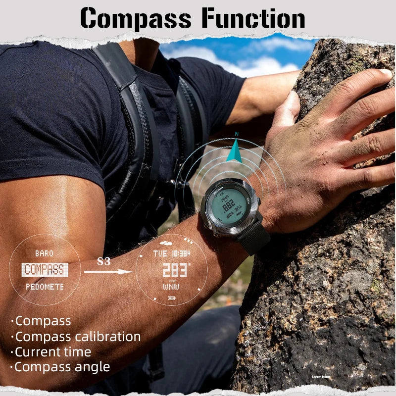 NORTH EDGE 2025 APACHE-D Smart Watch Free Dive Watch Sports Digital Watch Altimeter Barometer Compass World Time Waterproof 100M