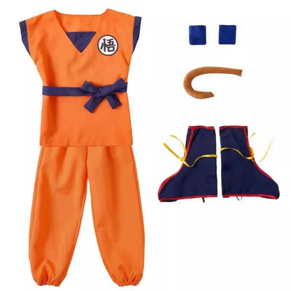 Anime Adult Son Goku Cosplay Costume For Men Kids Boys Orange Suit Halloween Super Saiyan Superheroes Krillin Jumpsuit Role Play