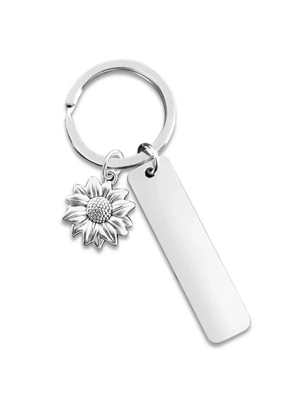New Style Stainless Steel Custom Logo Name Keychain Rectangular Hang Tag Metal Key Ring Advertising Holiday Engraved Laser Gift
