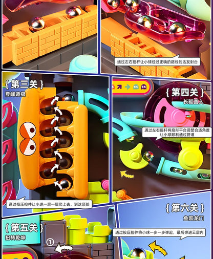 Educational Montessori Toy Multi-Layer Track Adventure Game Rail Rolling Ball Model Interactive Brain for Children Kids