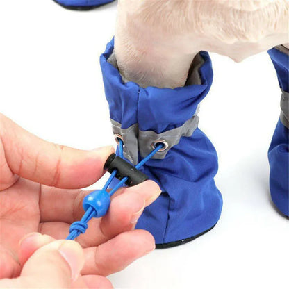 Dog Shoes 4pcs Waterproof Anti-Slip, Winter Warm Boots with Socks, Breathable Soft Pet Outdoor Accessories