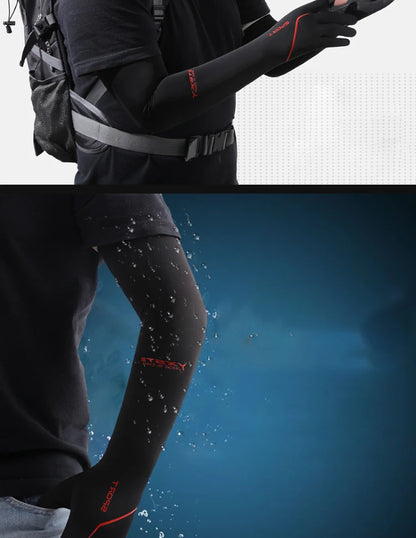 Anti-Sunburn Long Sleeve Men Summer Fingertip Flip Glove Cool Summer Ice Silk Driving Cycling Fishing Non - Slip Arm Warmers