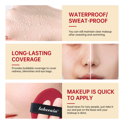 Korean Air Cushion Foundation Natural Moisturizing Coverage 72H Wear Semi-Matte Finish Foundation Women Long-lasting Makeup Base
