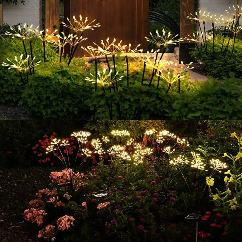Solar LED Firework Lights Outdoor Dandelion Lamp Waterproof Swaying Starburst Light for Yard Patio Garden Christmas Decor 1-4PCS