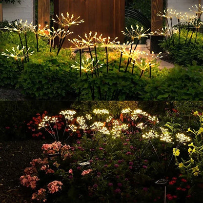 Solar LED Firework Lights Outdoor Dandelion Lamp Waterproof Swaying Starburst Light for Yard Patio Garden Christmas Decor 1-4PCS