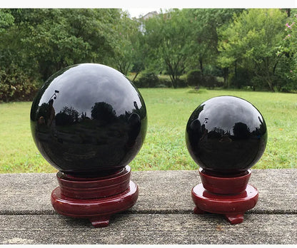 Natural Black Obsidian Sphere Large Crystal Ball Healing Stone Gemstone 30/40/50mm obsidian crystal decorative glass Home Decor