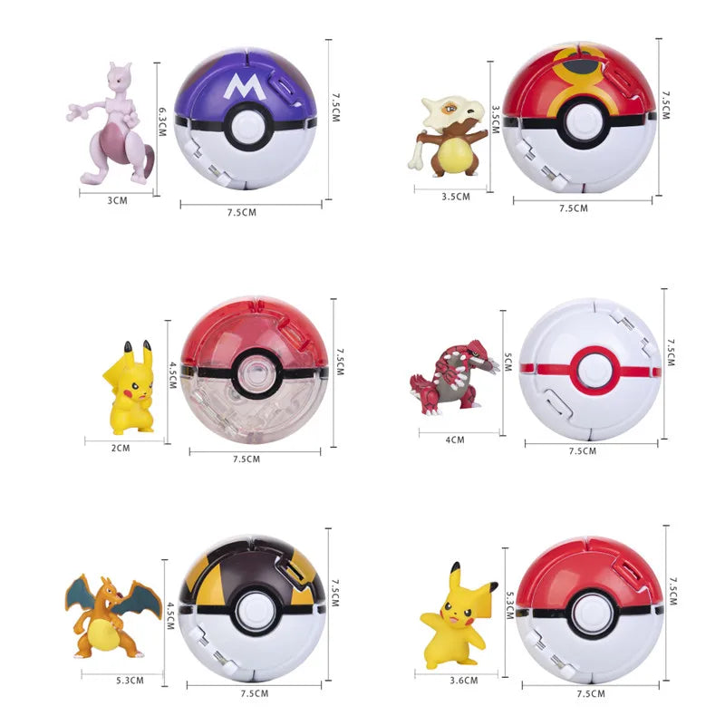 New Pokemon Pokeball Anime Action Figurse Pikachu Squirtle Pocket Monster Variant Pokémon Game Elf Ball Model Toys Gift