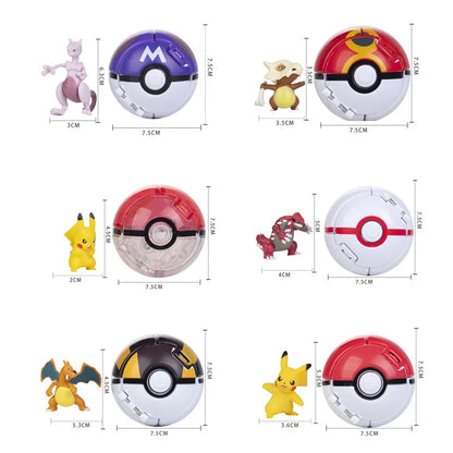 New Pokemon Pokeball Anime Action Figurse Pikachu Squirtle Pocket Monster Variant Pokémon Game Elf Ball Model Toys Gift