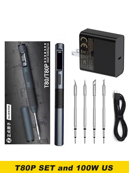 ALIENTEK T80P Soldering Iron Electric 100W Adjustable Digital Display Automatic Sleep PCB Precision Soldering Iron Repair Tool