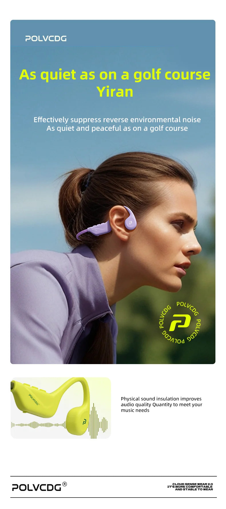 Słuchawki rowerowe z otwartym przewodnictwem kostnym POLVCDG Bluetooth 5.4 Słuchawki sportowe do biegania na świeżym powietrzu X1