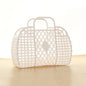 Summer Jelly Bag Portable Vegetable Basket Hollow Jelly Bag Girl Large Capacity Holiday Handbag Jelly Beach Tote Bags Organizer