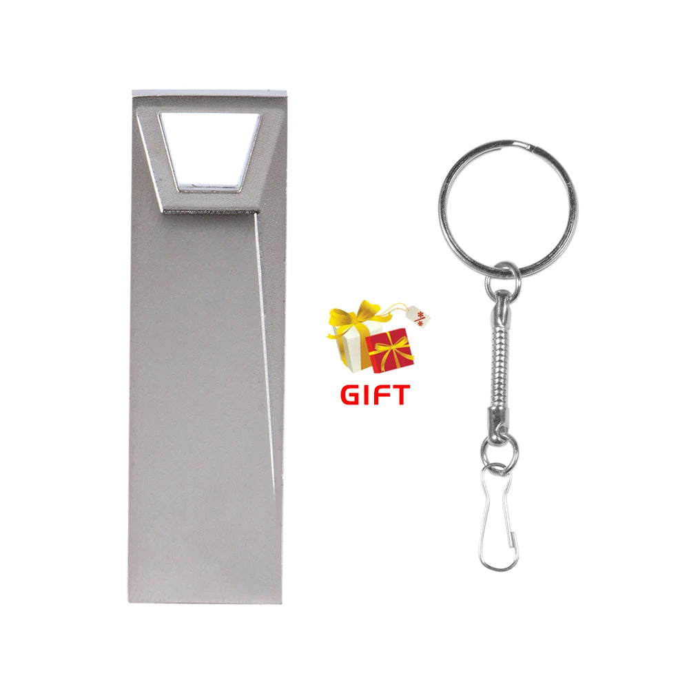 JASTER Metal USB Flash Drive 128GB Business Gift Memory Stick 64GB Free Key Chain Pen Drive 32GB Silver Flash Disk 16GB 8GB 4GB