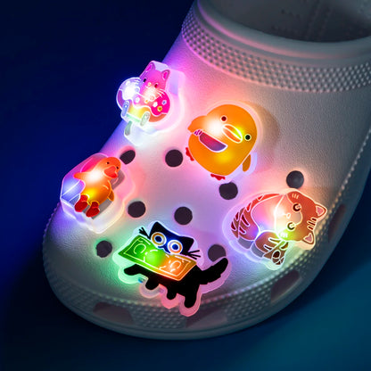1/16pcs LED Shoe Charms Salamander Unicorn Dogs Lighted Shoe Decorations Yellow Duck LED Pins Accessories for Women Men Kids