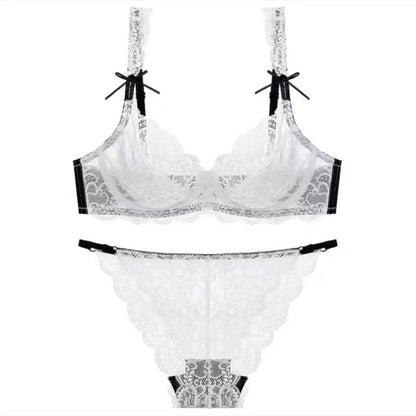 Romantic Atmosphere Lace Minimizer Bra Ultra Thin Sponge Free Wirefree Women Seamless Full Coverage Bust Push Up Set BANERDANNI