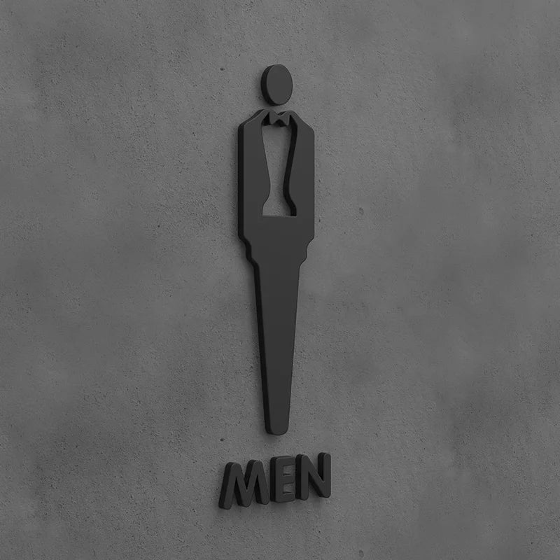 Matte Black Gold Toilet Sign Plate Acrylic 3D Wash Room Door Wall Label Sticker Wc BathRoom Signage Board Art Hotel Home Decor