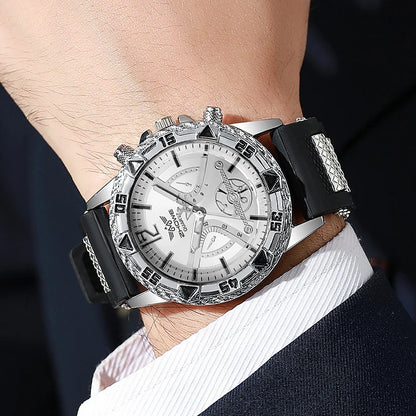 4PCS Fashion Silicone Strap Men Sports Watches Luxury Mens Business Watches Jewelry Set Reloj Hombre (Without Box)