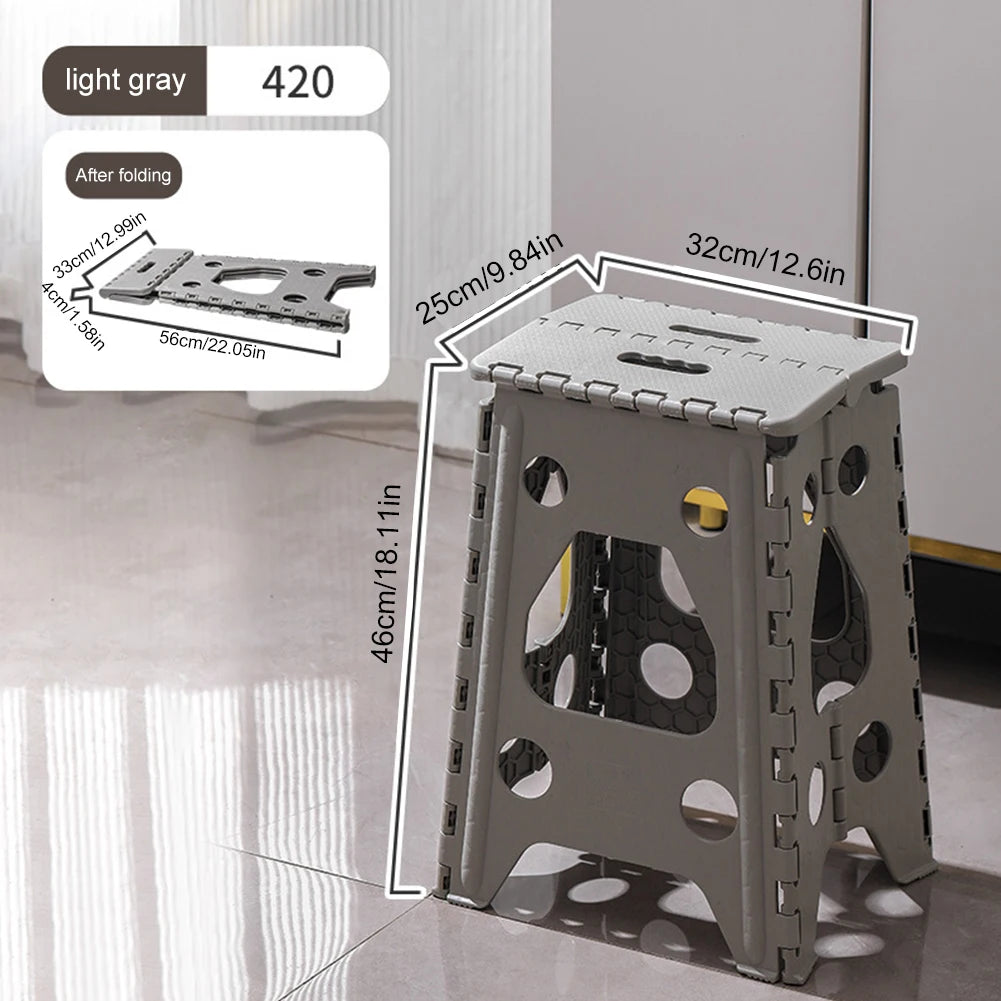 Plastic Folding Stepping Stool 400 LBS Capacity Non Slip Foldable Stools Multipurpose Camping Chair Handheld Thickened Footstool