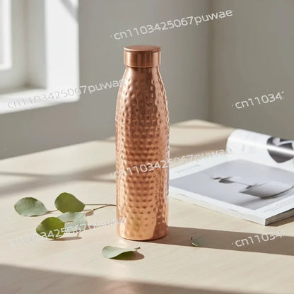 Pure Copper Handmade Water Bottle Metal Canteen Vessel for Yoga Outdoor Sports