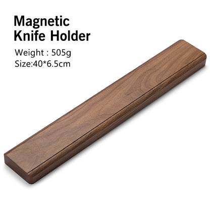 XINZUO 40cm Walnut Solid Wood Magnetic Knife Holder Double Row Strong Magnetic Force No Nails/ Punching Kitchen Accessories