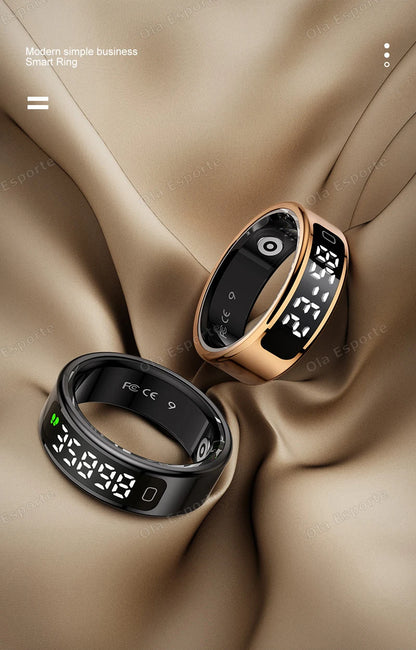 New R11 Smart Ring Men Women LED Display Screen Heart Rate Blood Oxygen Monitoring Waterproof Multi Sports Modes Smartrings 2025