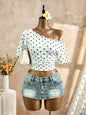 Women One Shoulder Short Sleeve Side Ruched Cropped T Shirt 2026 Summer Y2K Going Out Casual Streetwear Tops