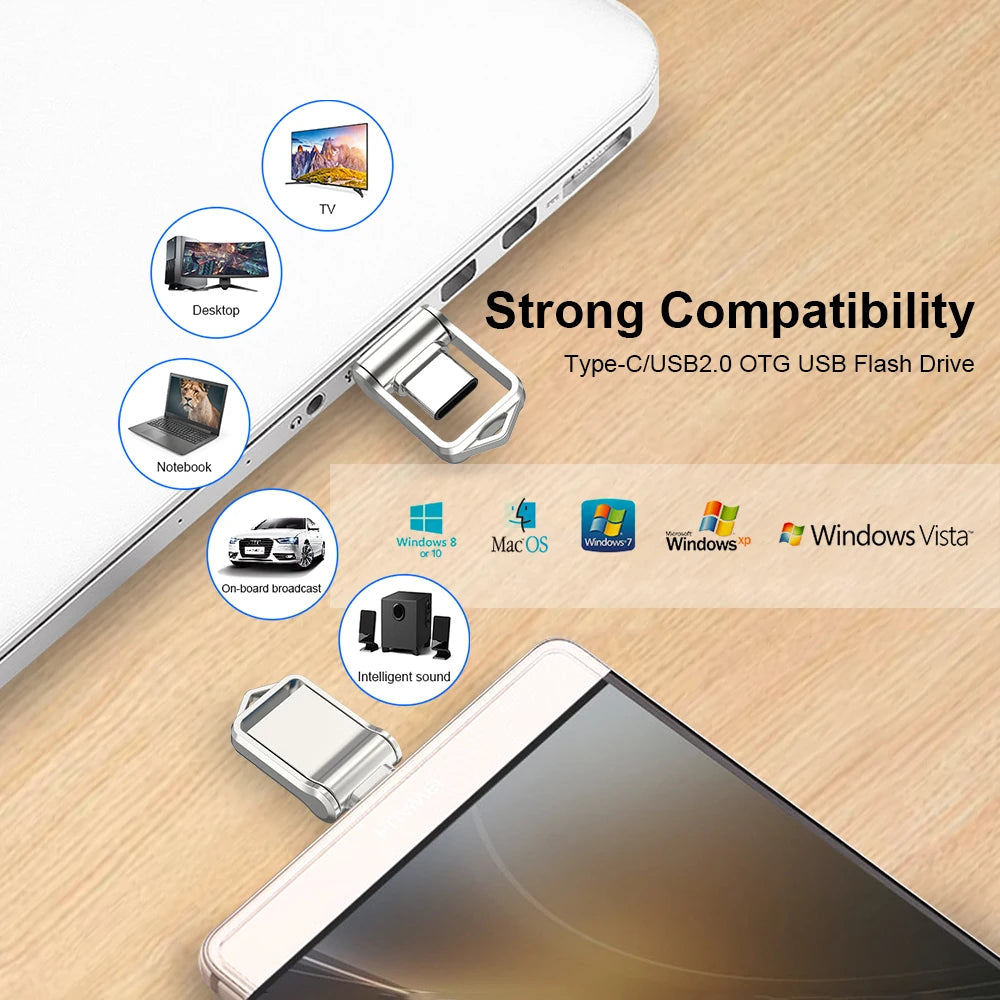 USB Flash Drive 16gb 32GB OTG Metal USB 2.0 Pen Drive Key 64GB Type C High Speed pendrive Mini Flash Drive Memory Stick