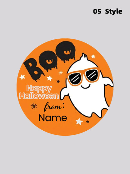 1/50/100Pcs Custom Round Stickers with Personalized Text & Images for Halloween Gift Boxes, Treat Bags & Invitation Seals