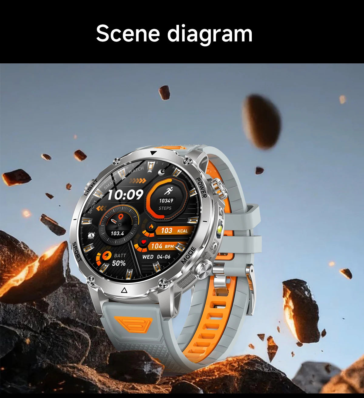 Smartwatch LIGE 2026 wojskowy, bateria 1400mAh, dla mężczyzn, latarka zewnętrzna, wodoodporność IP68, pulsometr, połączenia Bluetooth, bransoletka sportowa