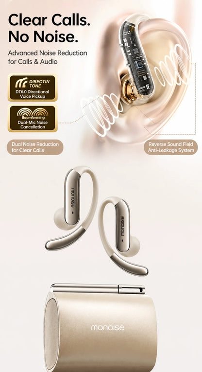 MONOISE Q13 AI Translation Earbuds Open Ear Wireless Bluetooth Headphones Real Time Translator HiFi LDAC Sport Earphones