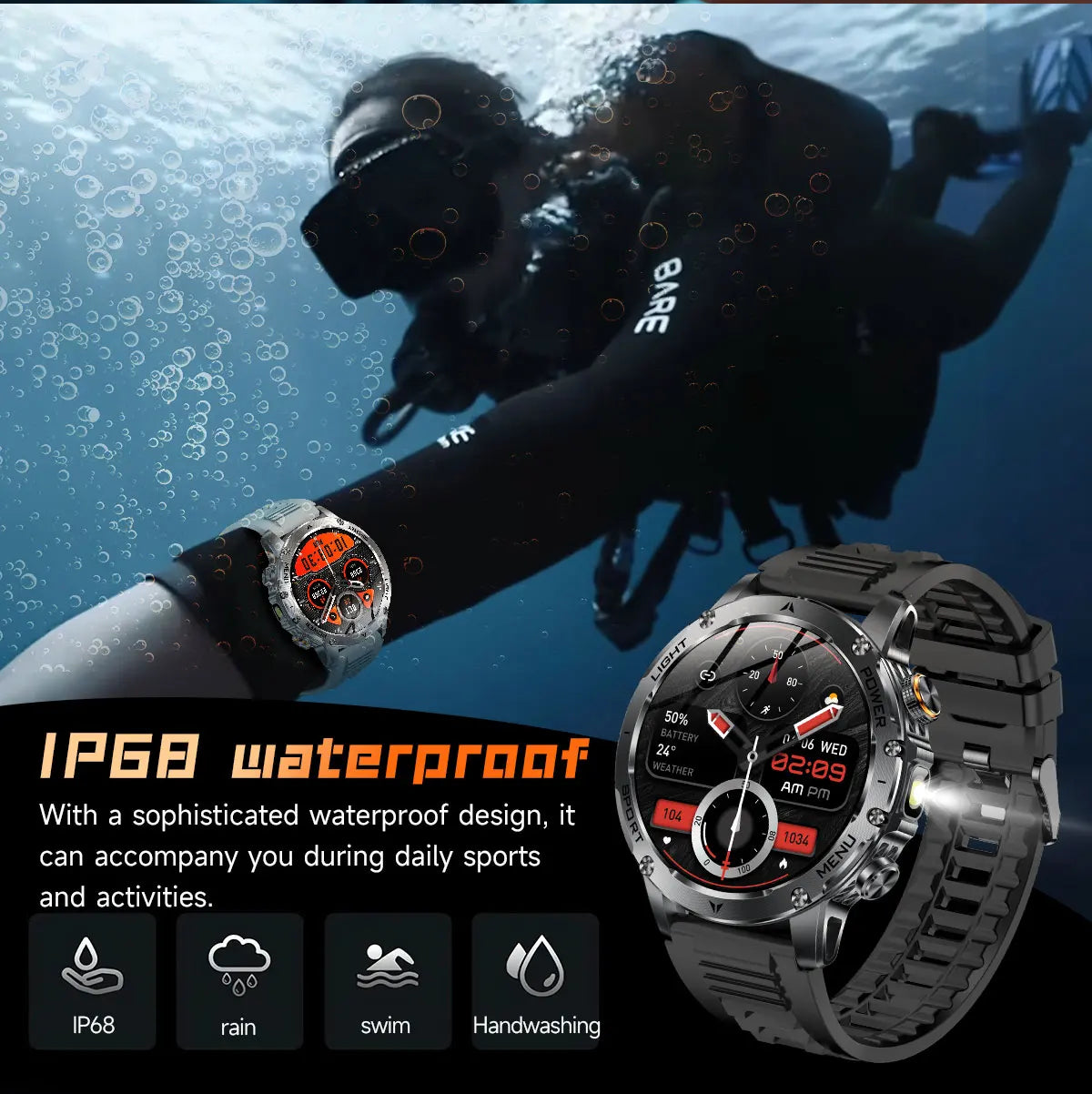 LIGE 2026 New Ultra Military Grade 1000mAh Battery Smart Watch For Men IP68 Waterproof Sports Fitness Bluetooth Call Smartwatch