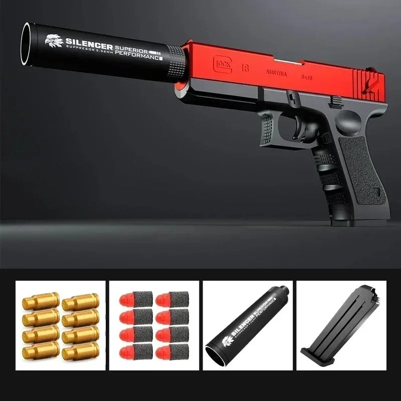 Summer Outdoor Ejecting Shell Pistol Soft Bullet Toy Gun Outdoor Game Boys Gift Weapon Armas Shoot Kids Safety Fun Design Gifts