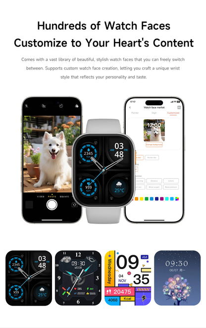 LIGE AMOLED Smart Watch Men 2.04 Screen Bluetooth Call Health Monitor IP68 Waterproof Sport Women Smartwatch New For Android IOS