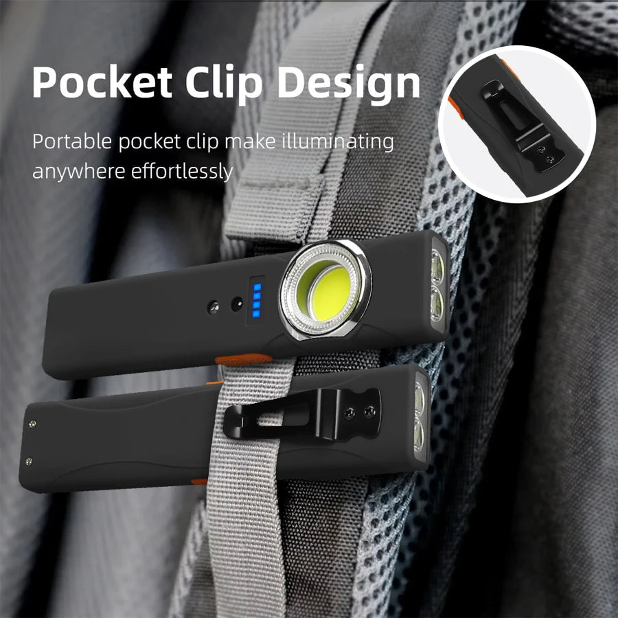 Super Bright Keychain Flashlight Mini COB Portable Work Light USB Rechargeable Outdoor Camping Fishing Pocket Lamps With Magnet