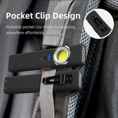 Super Bright Keychain Flashlight Mini COB Portable Work Light USB Rechargeable Outdoor Camping Fishing Pocket Lamps With Magnet