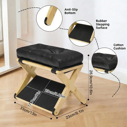 Desk Foot Stool Wooden Double-Layer Non-Slip Ergonomic Leg Rest Office Desk Footrest for Home Dorm Office Apartment Study