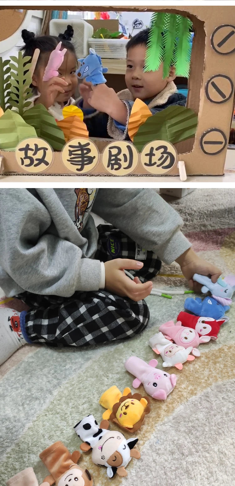 Children Animal Education Dolls Baby Finger Plush Doll kids Hand finger puppets Toy Teaching Aids Boys Girls tell story material