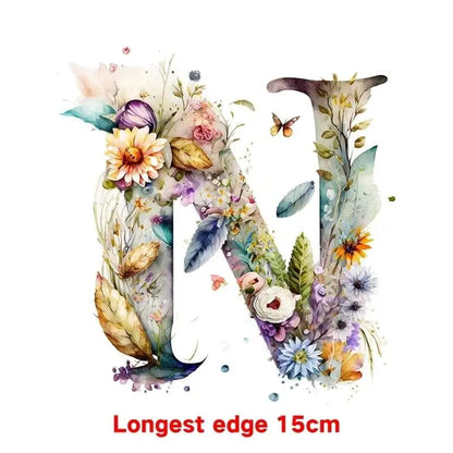 15cm Cartoon Flower Alphabet Heat Transfer Heat Press Printed Accessories PatchDIY children's clothing decoration sticker