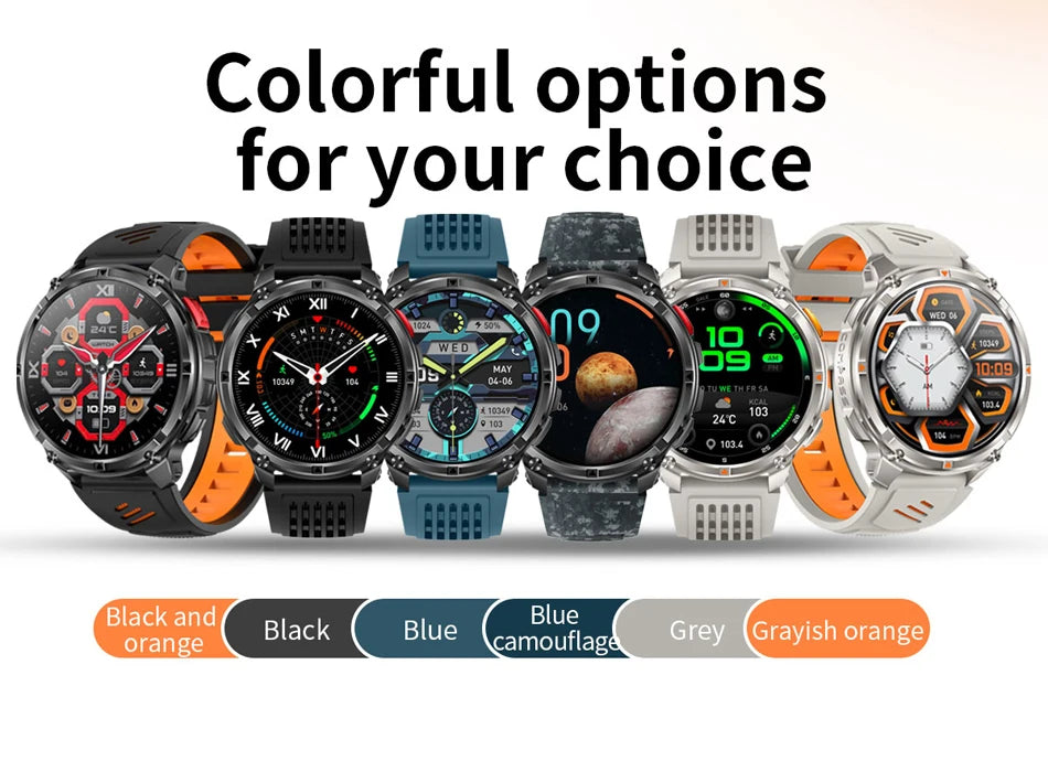 Military T-Rex 3 GPS Waterproof Smart Watch 1.46"HD AMOLED Built-in 6 Frequency Satellite Outdoors Sports Fitness Smart Bracelet