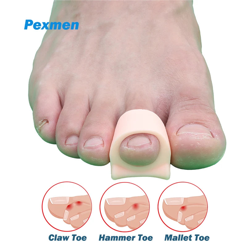 Pexmen 2Pcs Hammertoe Corrector Soft Gel Toe Straighteners Realign Bent Claw Hammer Toes Toe Corrector for Men and Women