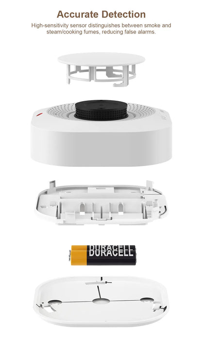 ZigBee WiFi Smart Smoke Detector Alarm, Works with Tuya Smart Life App Compatible Fire Sensor for Home Security, App Alerts