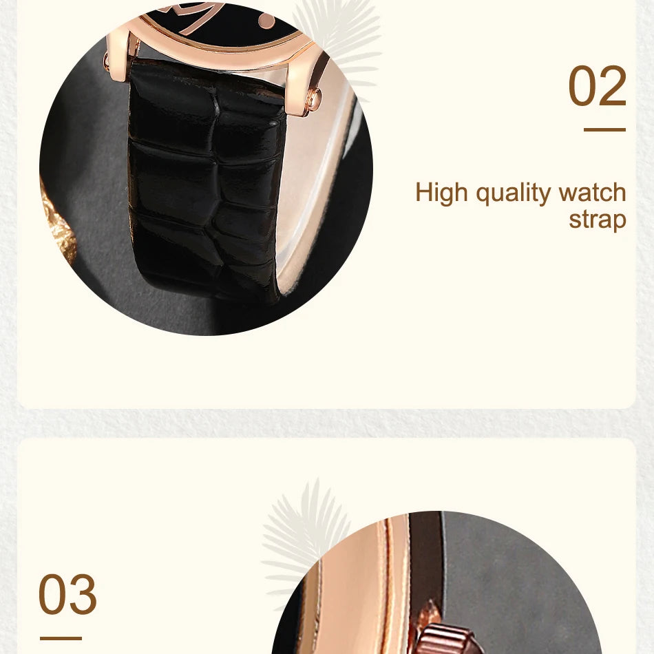 Women Fashion Leather Belt Watches & Simple Heart Wallet Glasses Sunglasses Set Ladies Quartz Wristwatches Dress Montre Femme