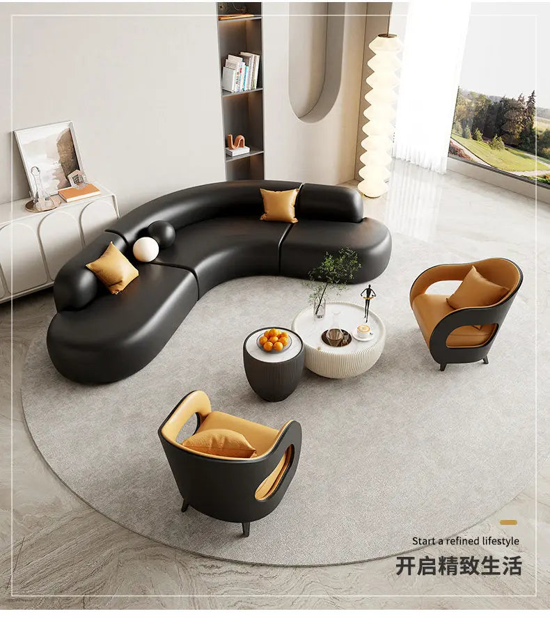 Italian Minimalist Office Sofa Modern High-end Living Room Corner L-shaped Reception Sofa Guest Area Office Furniture FYOS
