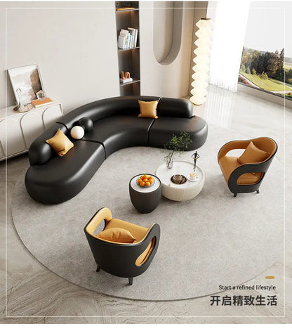 Italian Minimalist Office Sofa Modern High-end Living Room Corner L-shaped Reception Sofa Guest Area Office Furniture FYOS