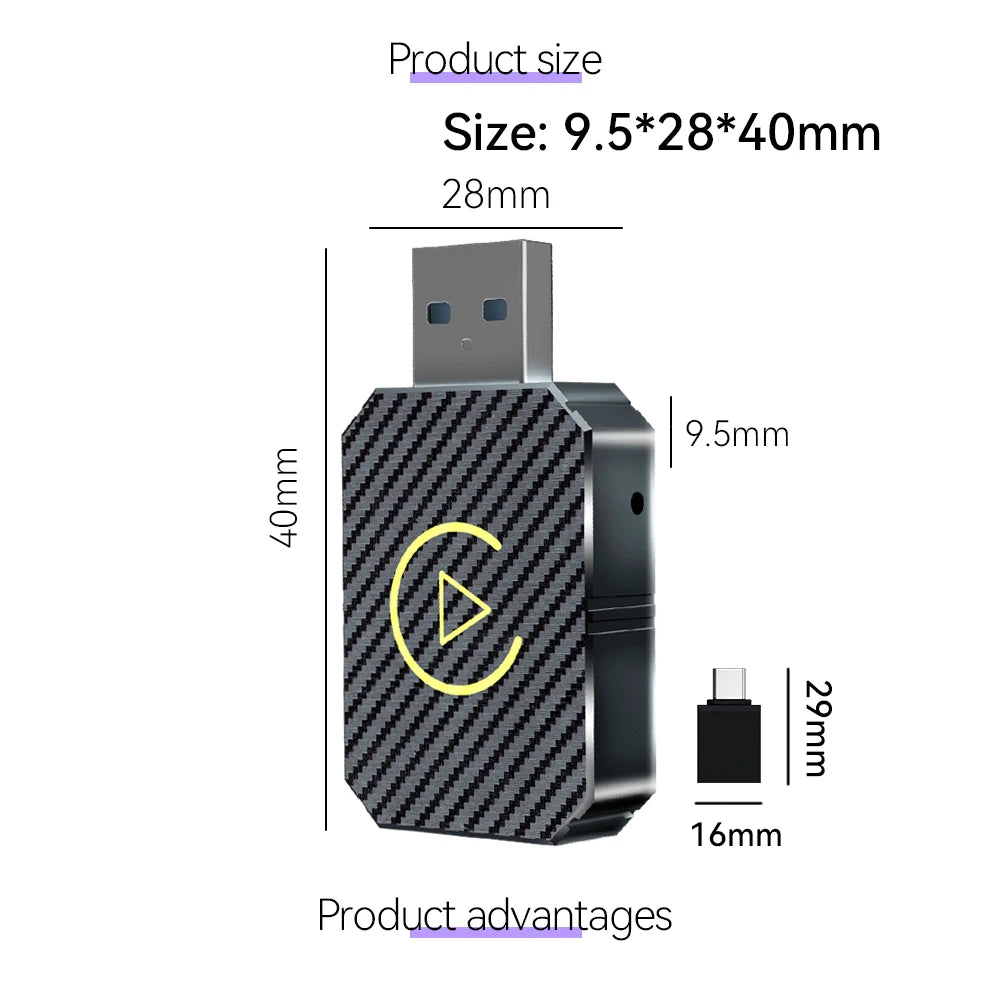 KEBIDUMEI Wired To Wireless Carplay 2IN1 Car AI Box Plug & Play Smart Dongle Android Auto WiFi 5.0GHz Bluetooth 5.0 Mini Adapter