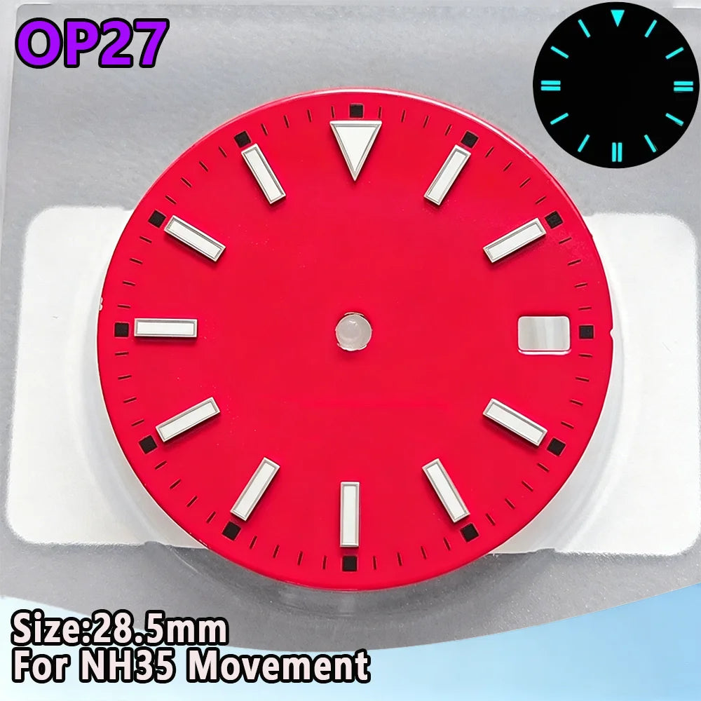 28.5mm NH35 Watch Dial Luminous Dials Single Calendar Dial Suitable For NH35 Movement Can Support DIY Dial Customization Logo